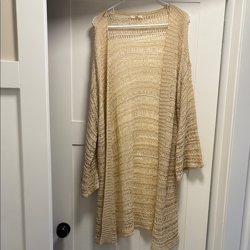 Beige Open-Knit Women's Sweater